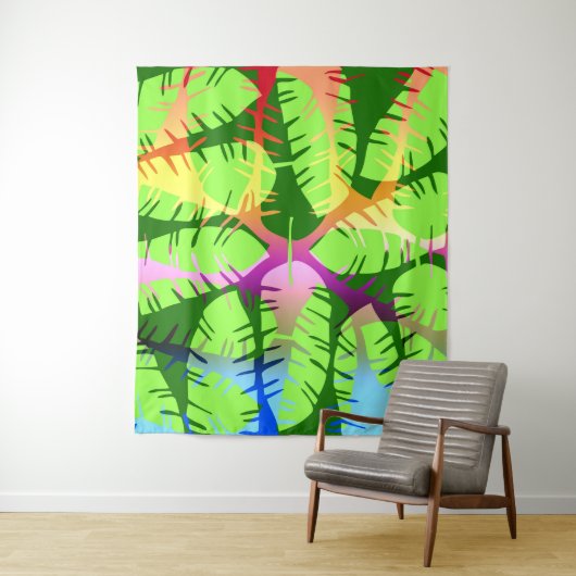 BOTANISCHE ABSTRACT BANANENBLADEREN WANDKLEED (In situ)
