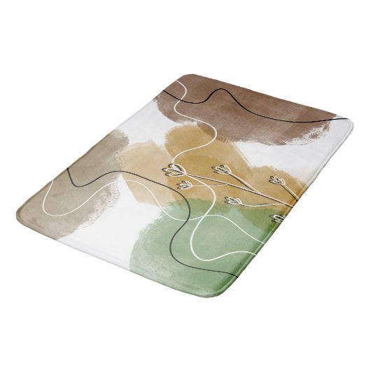 Botanische abstracte aardtoon badmat (Gekanteld)