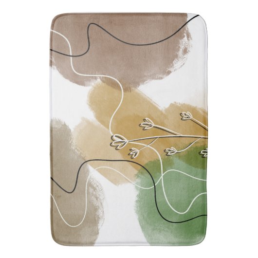 Botanische abstracte aardtoon badmat (Voorkant Verticaal)