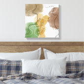 Botanische abstracte aardtoon canvas afdruk (Insitu (Slaapkamer))