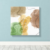 Botanische abstracte aardtoon canvas afdruk (Insitu (Houten vloer))