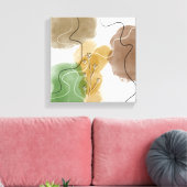 Botanische abstracte aardtoon canvas afdruk (Insitu (Woonkamer))