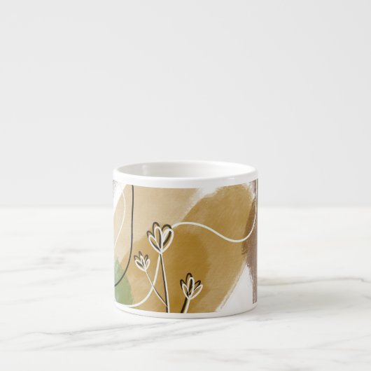 Botanische abstracte aardtoon espresso kop (Voorkant)