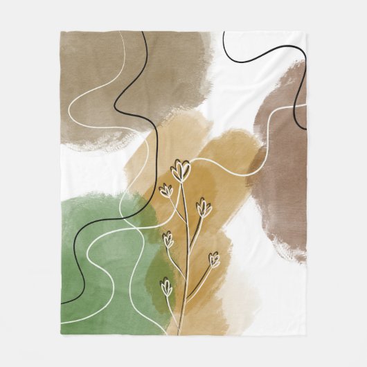 Botanische abstracte aardtoon fleece deken (Voorkant)