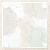 Botanische abstracte aardtoon glazen onderzetter (Achterkant)