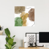 Botanische abstracte aardtoon poster (Thuiskantoor)