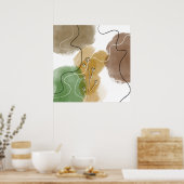 Botanische abstracte aardtoon poster (Keuken)