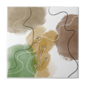 Botanische abstracte aardtoon tegeltje (Voorkant)