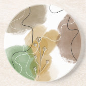 Botanische abstracte aardtoon zandsteen onderzetter (Voorkant)