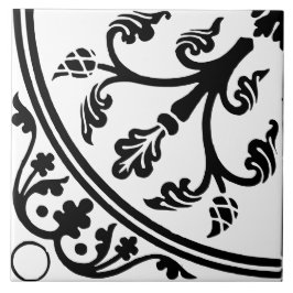 Botanische abstracte grote afdruk zwart en wit tegeltje