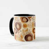 Botanische Abstracte Koffiemok – Zachte Aardtinten Mok (Voorkant links)