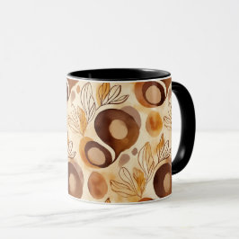 Botanische Abstracte Koffiemok – Zachte Aardtinten Mok