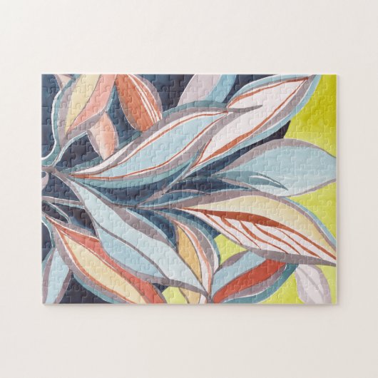 Botanische Abstracte Waterverf Art Jigzaag Puzzle Legpuzzel (Horizontaal)