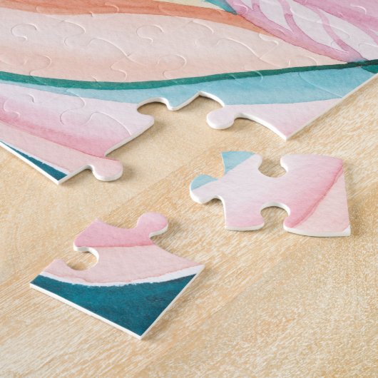 Botanische Abstracte Waterverf Art Jigzaag Puzzle Legpuzzel (Zijkant)