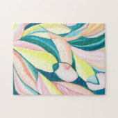 Botanische Abstracte Waterverf Art Jigzaag Puzzle Legpuzzel (Horizontaal)