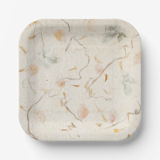 Botanische achtergrond Persbloemen kraft Papieren Bordje (Voorkant)