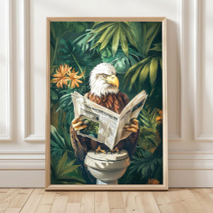 Botanische Adelaar op Toilet Print, Grappige Badka Poster