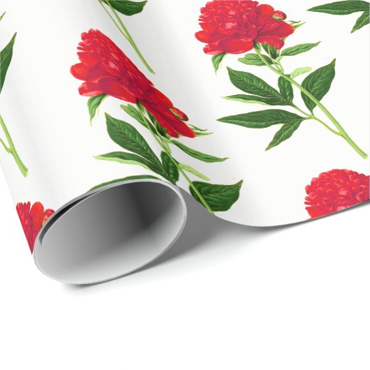 botanische afdruk, diepe rode pony cadeaupapier (Rol Hoek)