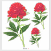  botanische afdruk, diepe rode pony sticker (Vel)