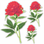  botanische afdruk, diepe rode pony sticker (Voorkant)