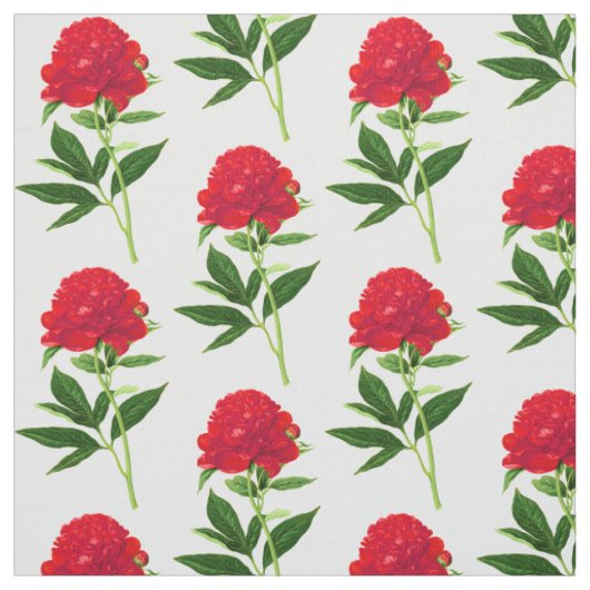  botanische afdruk, diepe rode pony stof (Swatch)