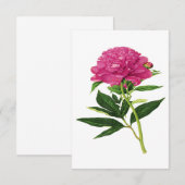  botanische afdruk, Fuchsia Pink Peony Bedankkaart (Voorkant / Achterkant)
