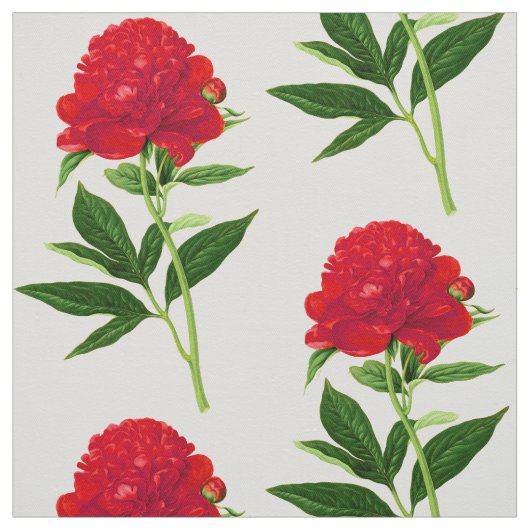  botanische afdruk, grote rode pony stof (Swatch)