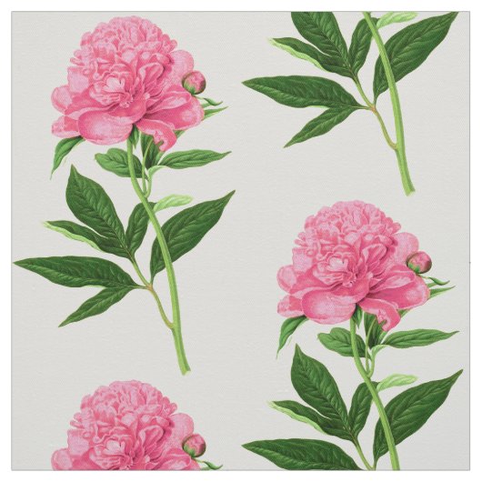 botanische afdruk, grote roze pony stof (Swatch)