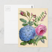 Botanische afdruk — Hydrangea en Rozen Briefkaart (Voorkant / Achterkant)