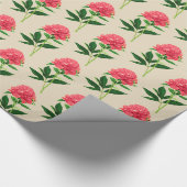 botanische afdruk, koraalroze pony cadeaupapier (Hoek)