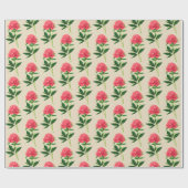 botanische afdruk, koraalroze pony cadeaupapier (Vlak)