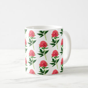 botanische afdruk, koraalroze pony koffiemok