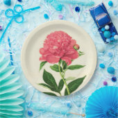  botanische afdruk, koraalroze pony papieren bordje (Feest)