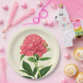  botanische afdruk, koraalroze pony papieren bordje (Feest)