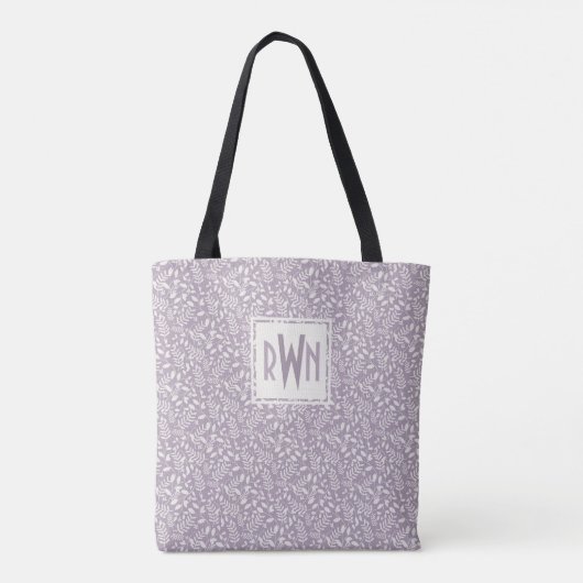 Botanische afdruk lavender | Aangepast monogram Tote Bag (Achterkant)