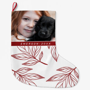 Botanische afdruk met foto en naam Red Holiday Grote Kerstsok