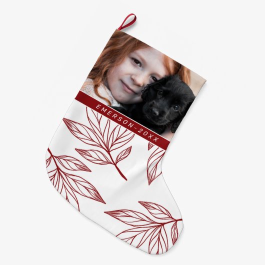 Botanische afdruk met foto en naam Red Holiday Grote Kerstsok (Voorkant (Hangend))