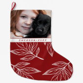 Botanische afdruk met foto en naam Red Holiday Grote Kerstsok (Voorkant)