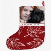 Botanische afdruk met foto en naam Red Holiday Grote Kerstsok (Achterkant)