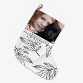 Botanische afdruk met foto en naam zwart grote kerstsok (Voorkant (Hangend))