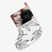 Botanische afdruk met foto en naam zwart grote kerstsok (Achterkant (Hangend))