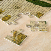 Botanische afdruk op de oude boekpagina legpuzzel (Zijkant)