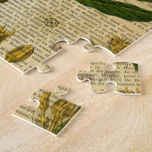 Botanische afdruk op de oude boekpagina legpuzzel (Zijkant)