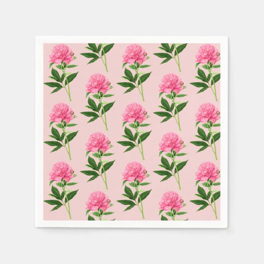  botanische afdruk, Pastel Pink Peony Servetten (Voorkant)