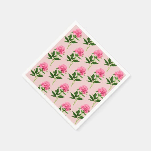 botanische afdruk, Pastel Pink Peony Servetten (Hoek)