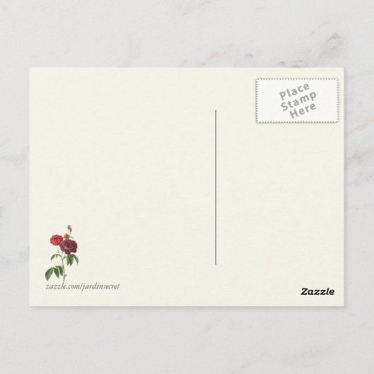 Botanische afdruk rode rozen briefkaart (Achterkant)