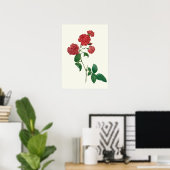Botanische afdruk  rode rozen poster (Thuiskantoor)