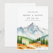 Botanische afdrukbare berg save the date (Voorkant / Achterkant)