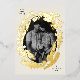 Botanische afdrukken kerstframe folie feestdagenkaart