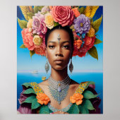 Botanische Afrikaanse prinsesportret Poster (Voorkant)